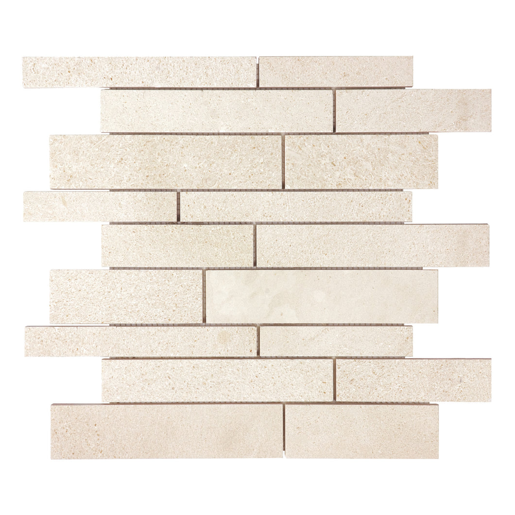 Random Strip Olivia Ivory Limestone Honed Mosaic