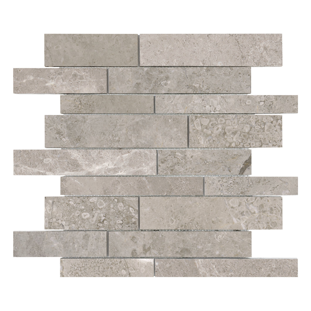 Random Strip Tronador Grey Marble Polished Mosaic