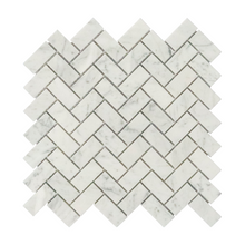 Load image into Gallery viewer, 1x2 Herringbone Bianco Carrara Marble Polished Mosaic
