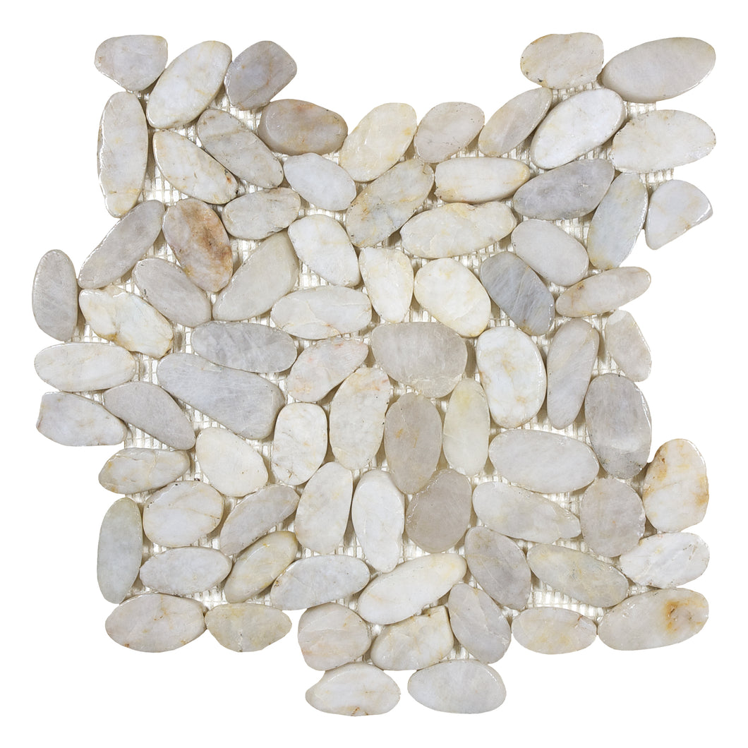 Flat Pebble Spa Snow Stone Polished Mosaic