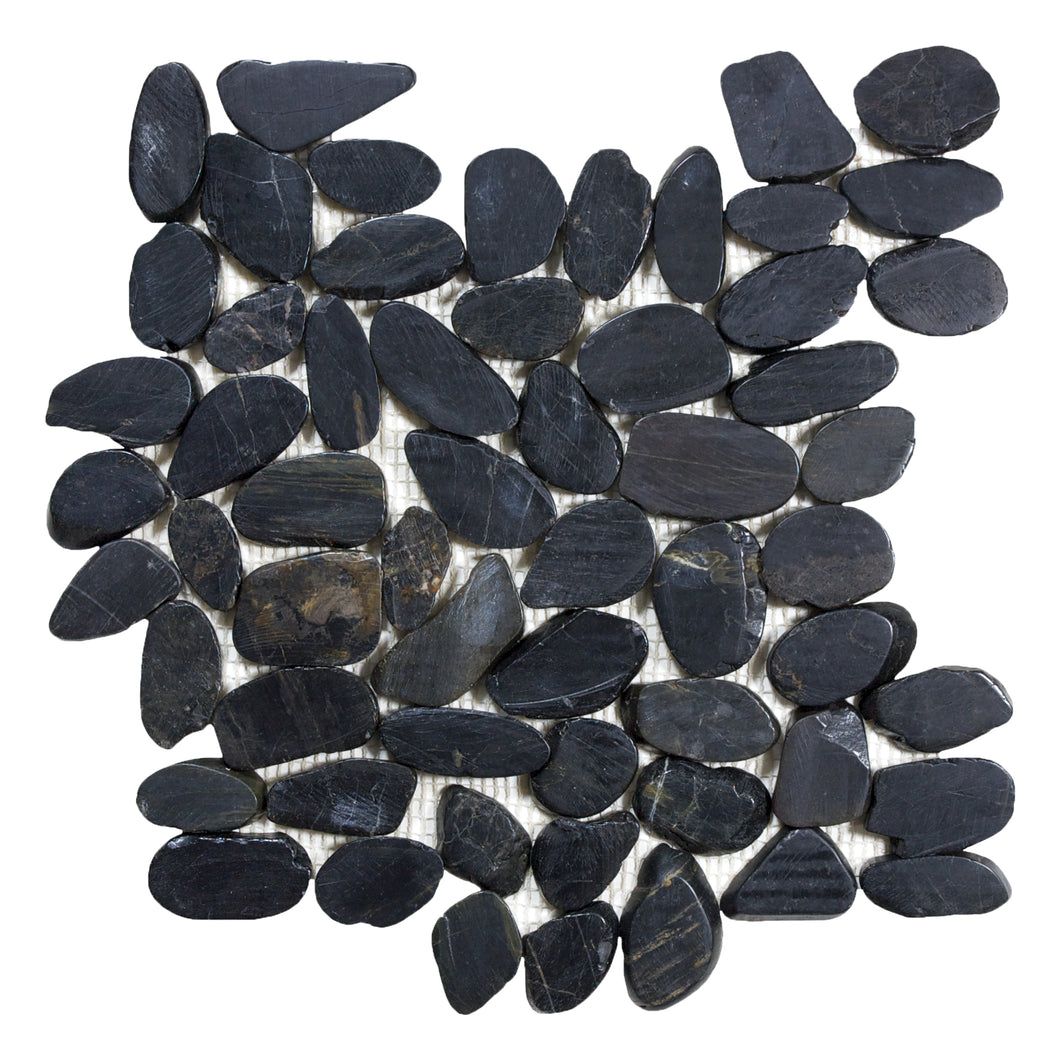 Flat Pebble Spa Nero Stone Polished Mosaic