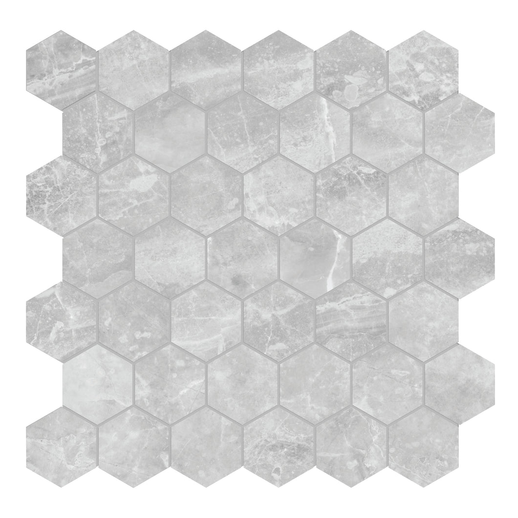 2x2 Caskata Perla Polished Hexagon Rectified Glazed Porcelain Mosaic