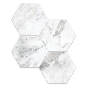 6" Hexagon Antonella Southern White Porcelain Polished Mosaic