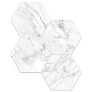 6" Hexagon Antonella Pebble White Porcelain Polished Mosaic