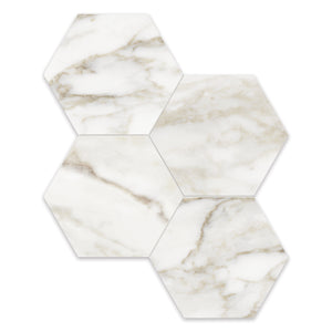 6" Hexagon Antonella Roma Calacatta Porcelain Polished Mosaic