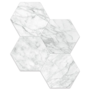 6" Hexagon Antonella Modern Cararra Porcelain Polished Mosaic