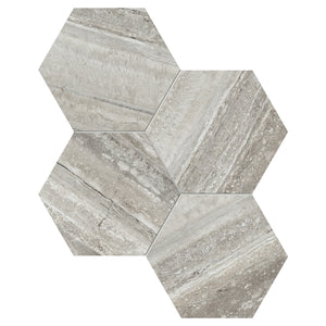 6" Hexagon Antonella Grey Marmara Porcelain Honed Mosaic