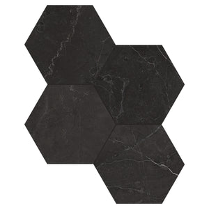 6" Hexagon Antonella Black Night Porcelain Honed Mosaic