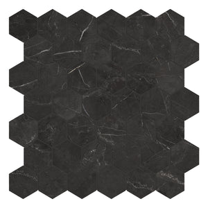 2" Hexagon Antonella Black Night Porcelain Honed Mosaic