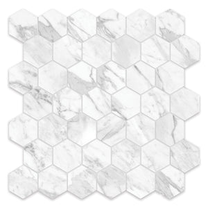 2" Hexagon Antonella Pebble White Porcelain Honed Mosaic