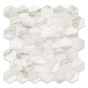 2" Hexagon Antonella Roma Calacatta Porcelain Polished Mosaic