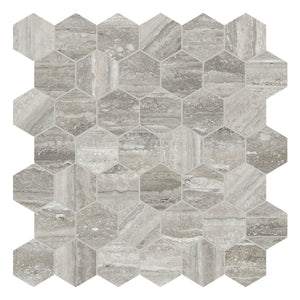 2" Hexagon Antonella Grey Marmara Porcelain Honed Mosaic