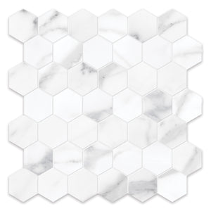 2" Hexagon Antonella Modern Statuario Porcelain Polished Mosaic