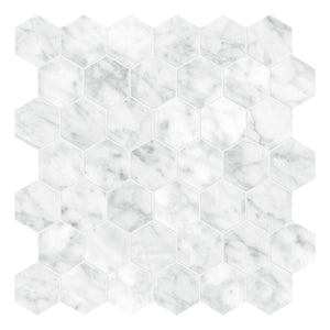 2" Hexagon Antonella Modern Cararra Porcelain Honed Mosaic