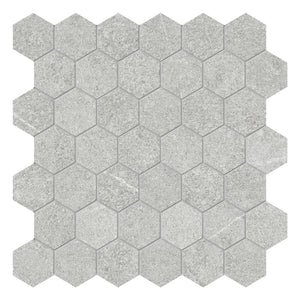 2" Hexagon Bateig Light Grey Porcelain Matte Mosaic