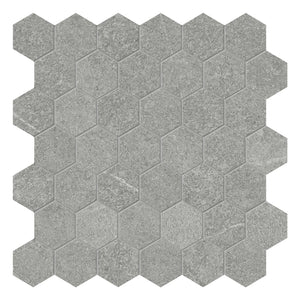 2" Hexagon Bateig Grey Porcelain Matte Mosaic