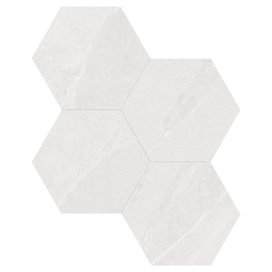 6" Hexagon Nevado Light Grey Porcelain Matte Mosaic