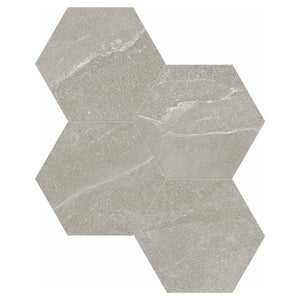 6" Hexagon Nevado Grey Porcelain Matte Mosaic