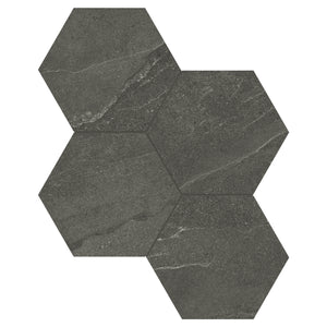 6" Hexagon Nevado Black Porcelain Matte Mosaic