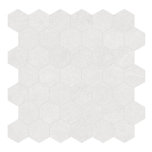 2" Hexagon Nevado Light Grey Porcelain Matte Mosaic