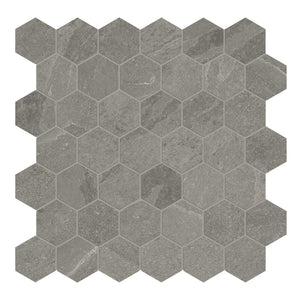 2" Hexagon Nevado Dark Grey Porcelain Matte Mosaic