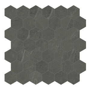 2" Hexagon Nevado Black Porcelain Matte Mosaic