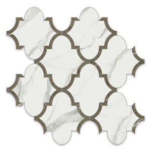 Arabesque Chateau Statuario Porcelain Polished Mosaic