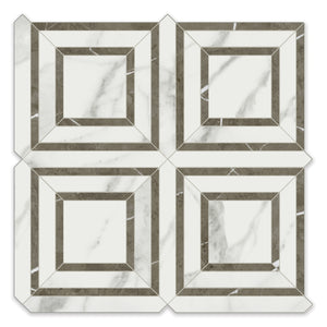 Piazza Chateau Statuario Porcelain Polished Mosaic