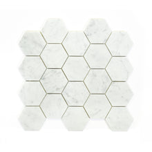 Load image into Gallery viewer, 3x3 Italian Bianco Carrara Hexagon Polished Marble Mosaic
