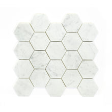 Load image into Gallery viewer, 3x3 Italian Bianco Carrara Hexagon Honed Marble Mosaic
