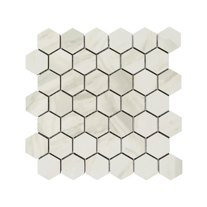 2x2 Volakas Hexagon White Polished Porcelain Mosaic