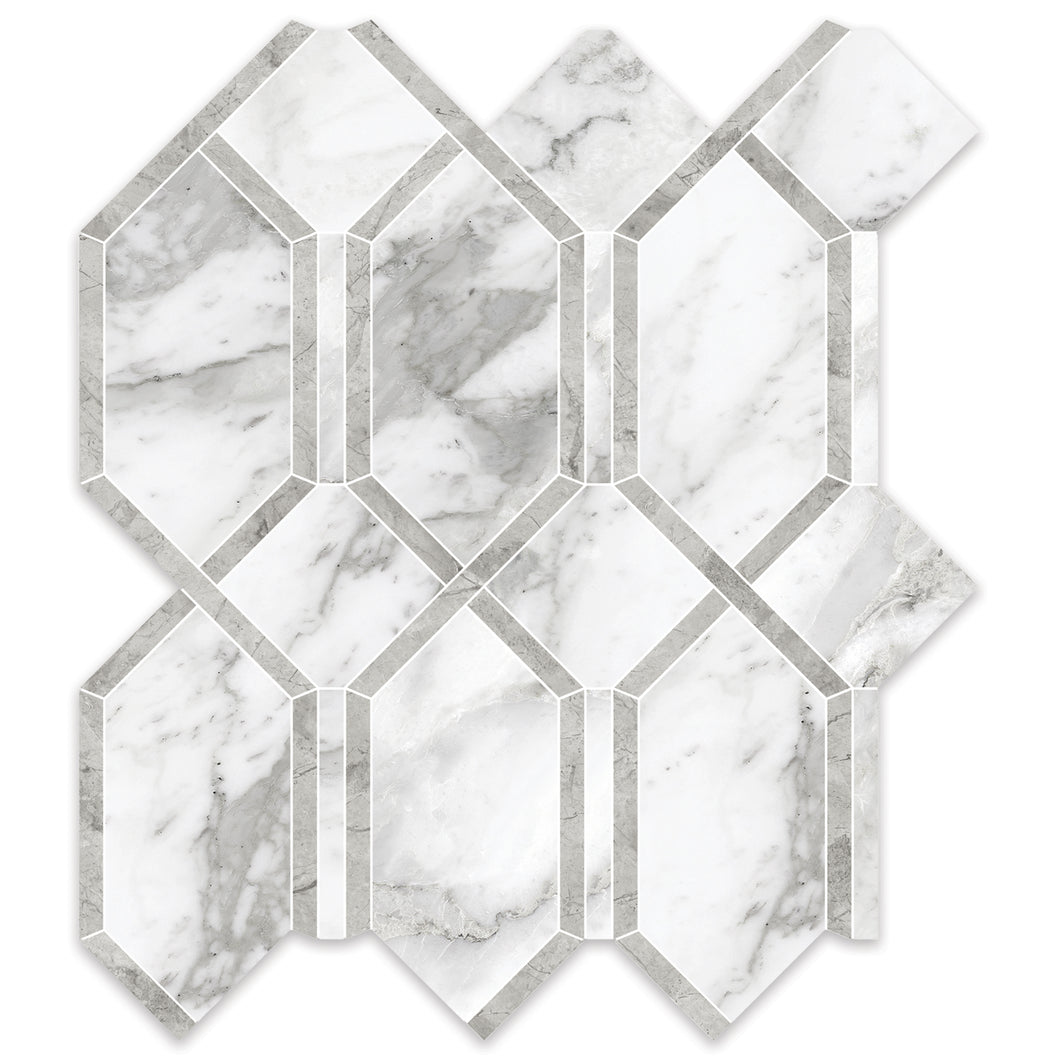 Antonella Southern White Modella Polished Glazed Porcelain Mosaic