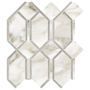 Antonella Roma Calacatta  Modella Polished Glazed Porcelain Mosaic