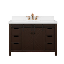 Load image into Gallery viewer, 48&quot; West Elm Vanity Set with Brown Cabinet, White Quartz Countertop, Mirror &amp; Basin
