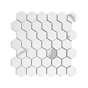 2x2 La Mallorca Milano Bianco Hexagon Polished Porcelain Mosaic