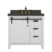 Load image into Gallery viewer, 36&quot; West Elm Vanity Set with White Cabinet, Pearl Grey Quartz Countertop, Mirror &amp; Basin
