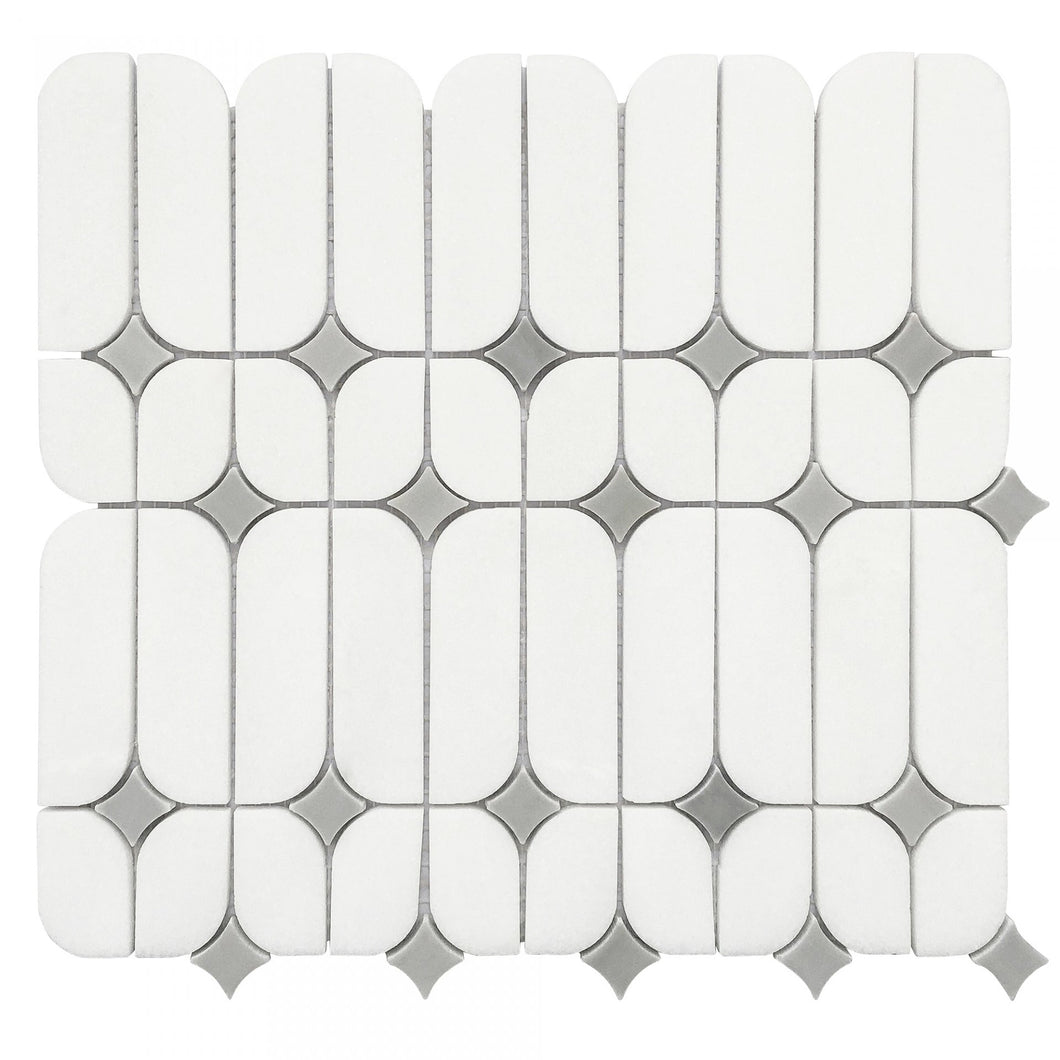 Artistic Capsule White Marble w/ Grey Star Polished Mosaic Final Sale